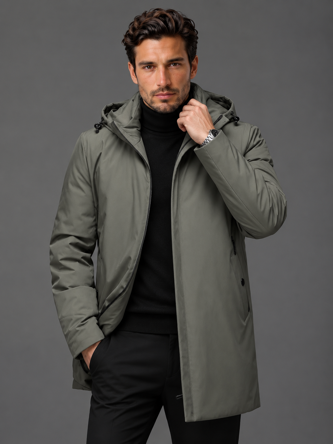 Chaqueta Hombre Impermeable con Capucha
