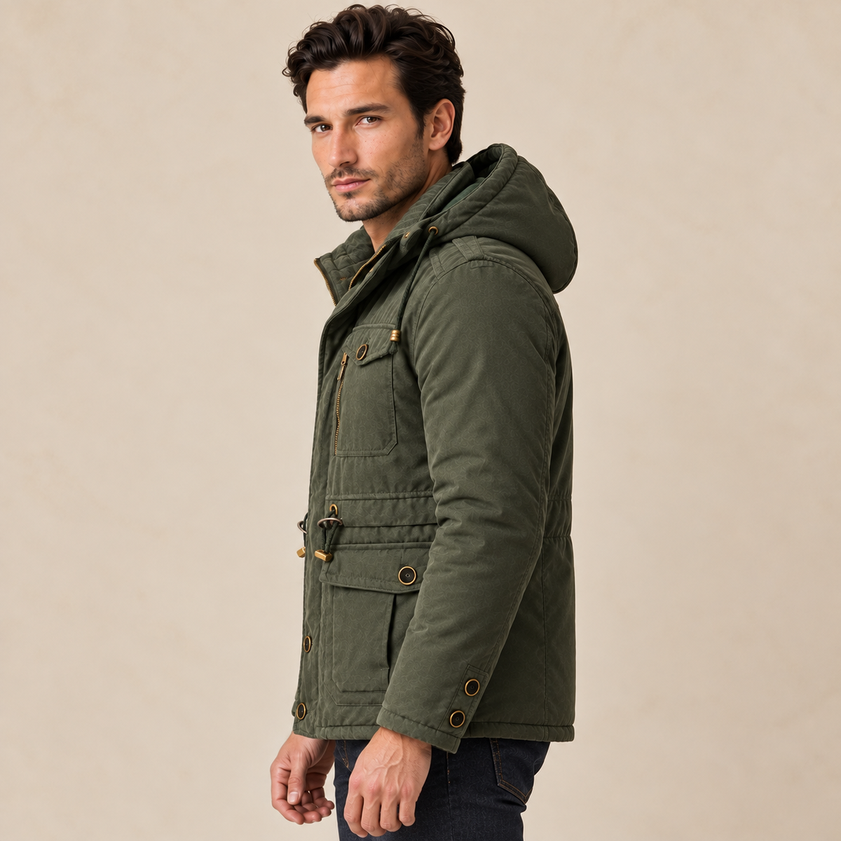 Men's Hooded Winter Utility Jacket - Warm Field Coat
