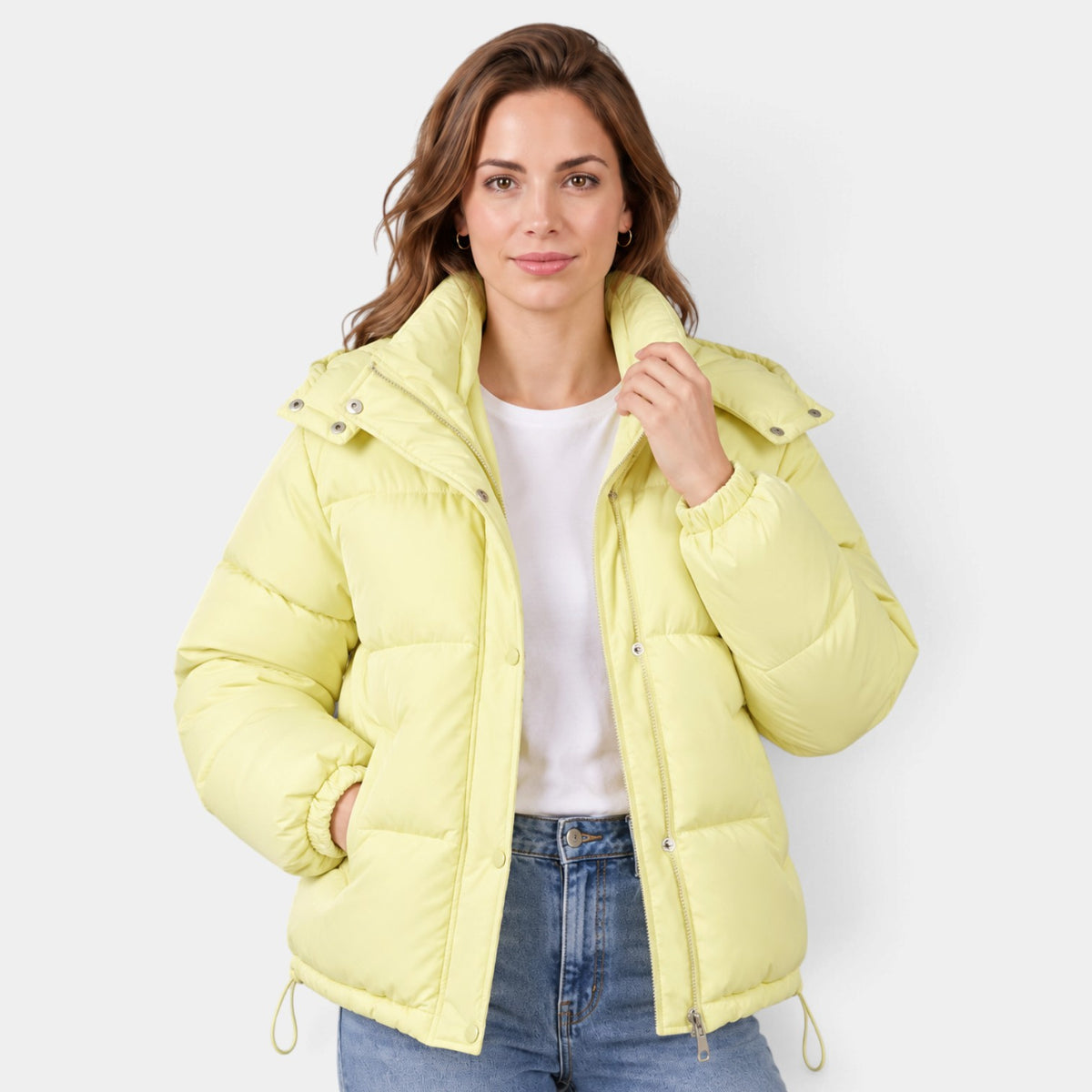 Abrigo Acolchado Oversize de Mujer con Capucha