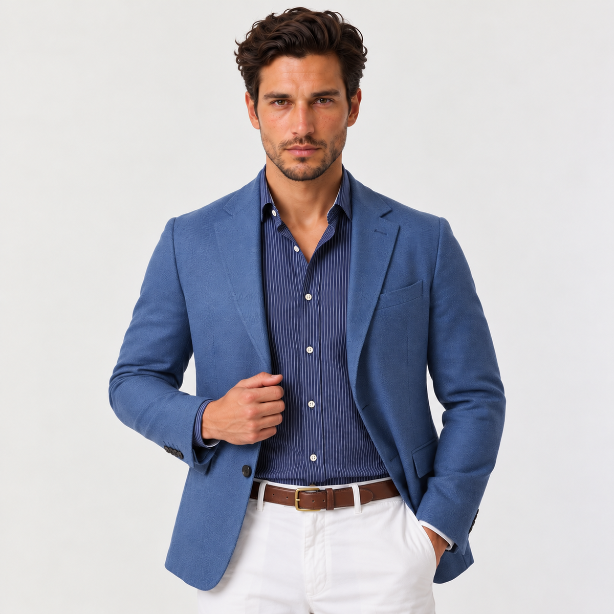 Blazer Hombre de Punto Entallado Smart Casual