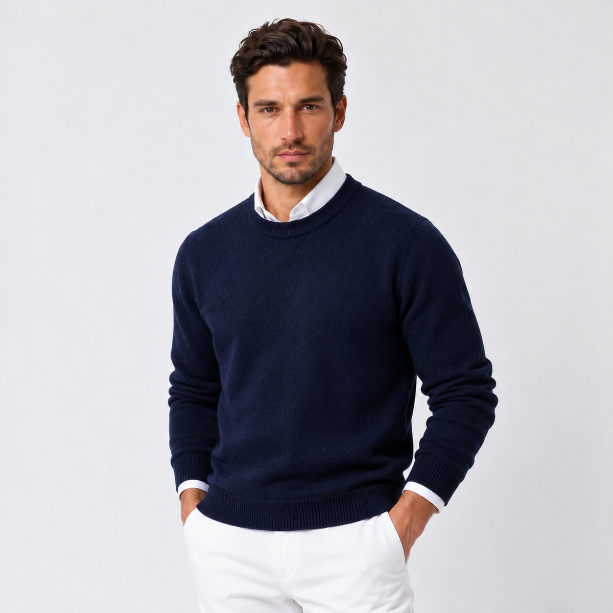 Men's Cashmere Crew Neck Sweater - Classic Pullover