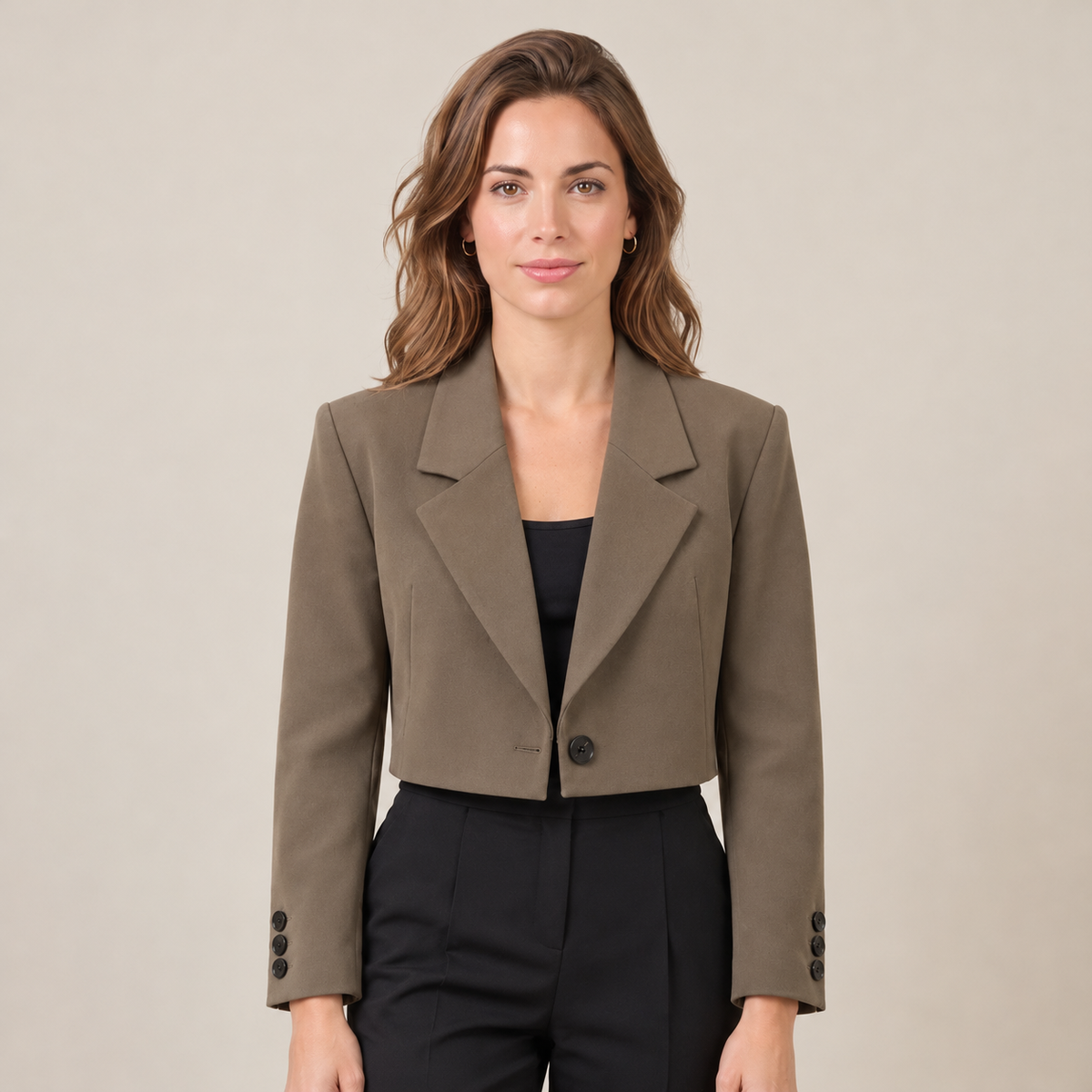 Blazer Corto Mujer de Solapa con Cierre de un Botón