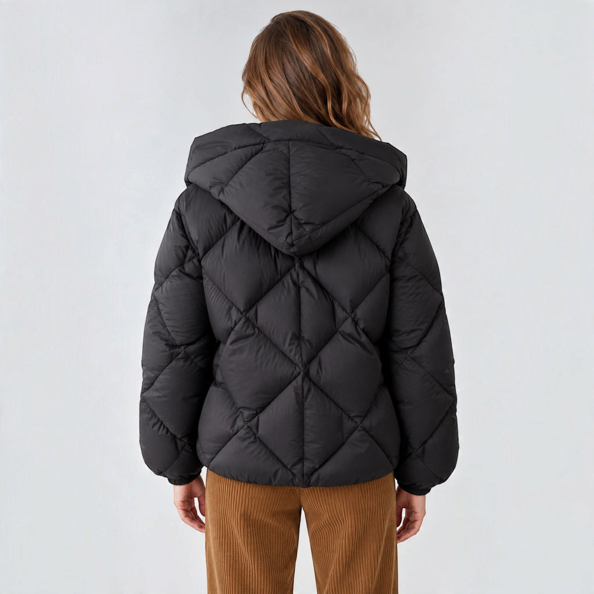 Women's Cropped Hooded Puffer Jacket - Loose Fit