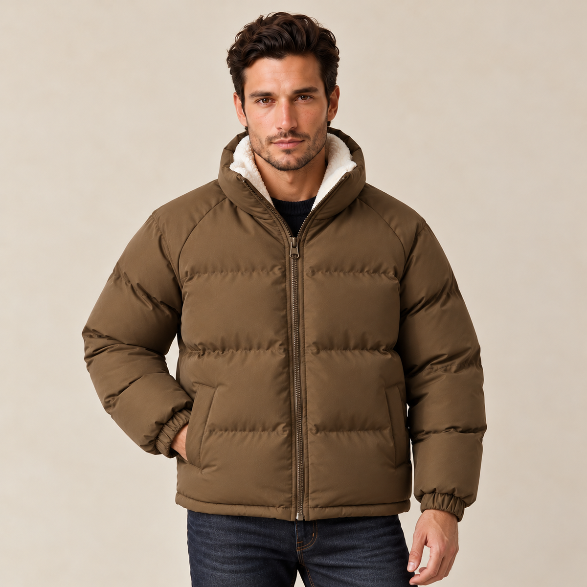 Chaqueta Acolchada Hombre con Forro Polar