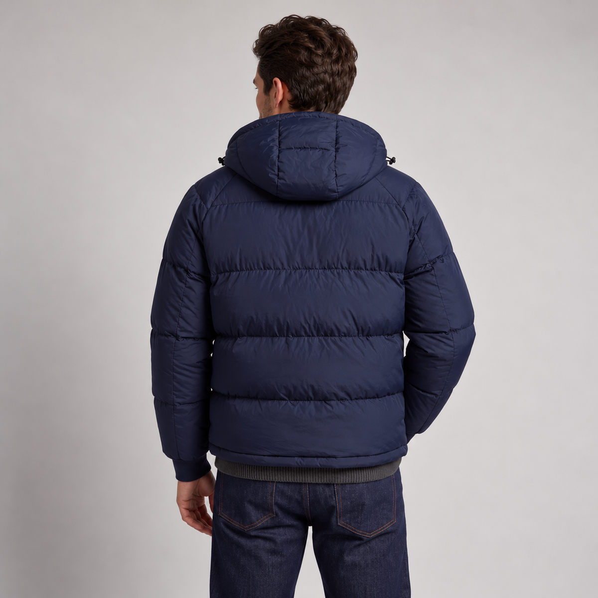 Chaqueta Acolchada con Capucha para Hombre, Cierre de Cremallera