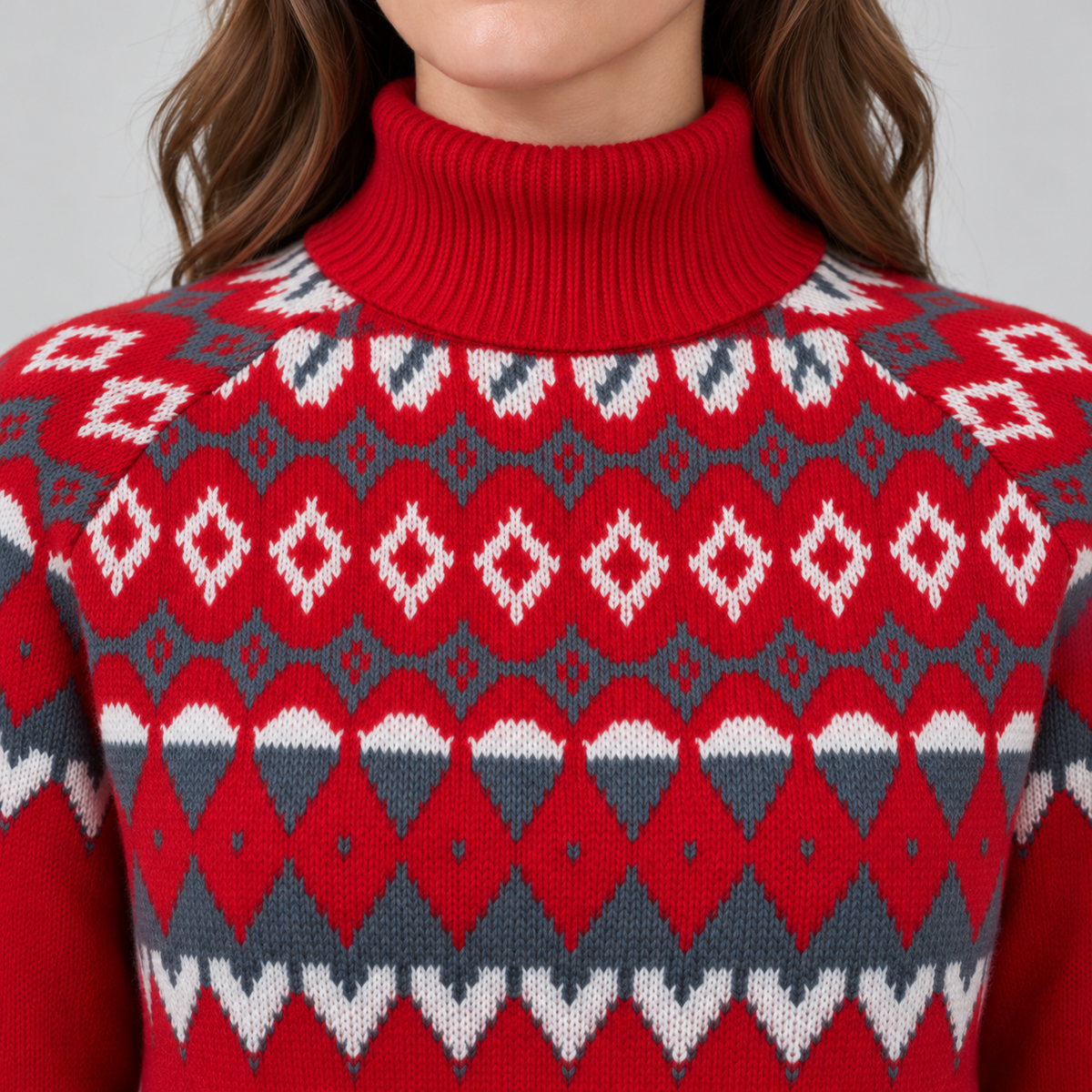 Jersey de Mujer de Cuello Alto con Estampado Fair Isle