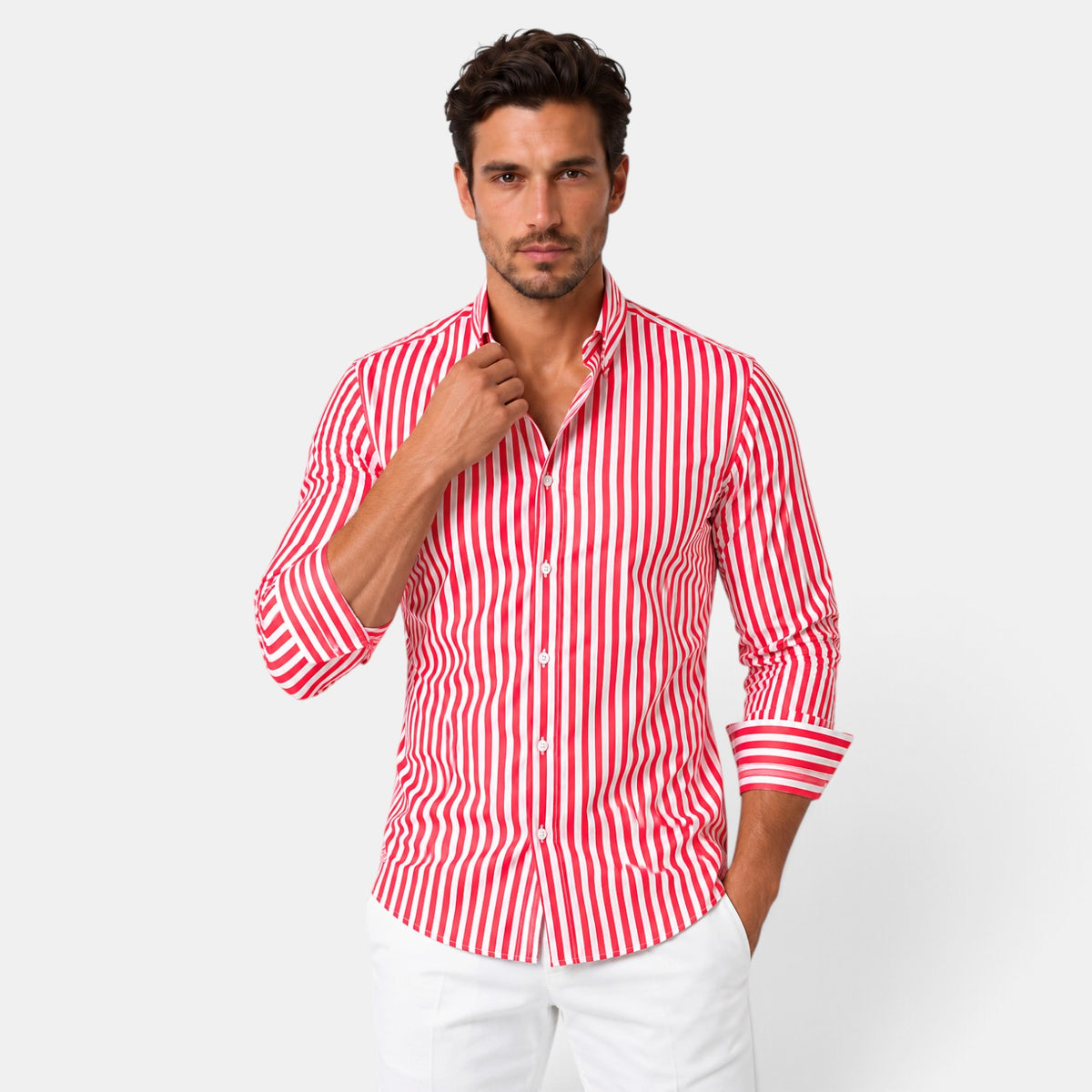 Men's Long Sleeve Regular Fit Striped Shirt