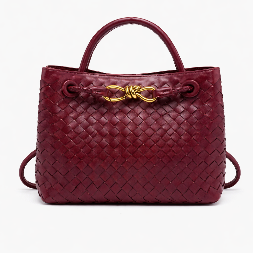 Women's Woven Vegan Leather Tote Bag - Everyday Shoulder Bag