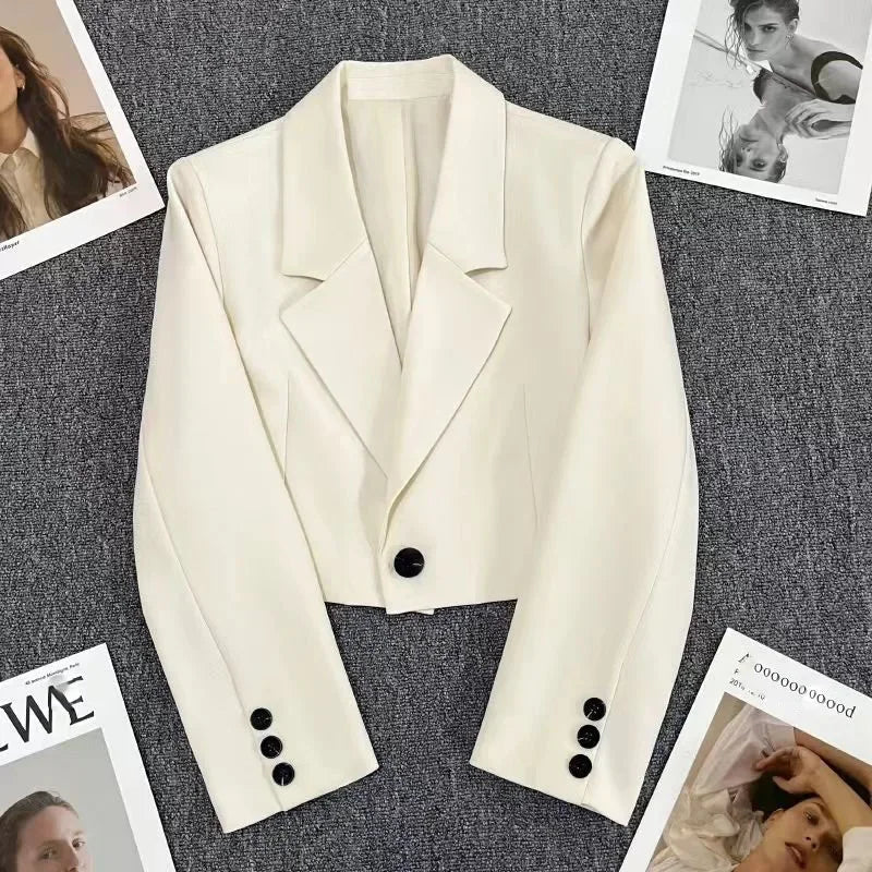 Blazer Corto Mujer de Solapa con Cierre de un Botón