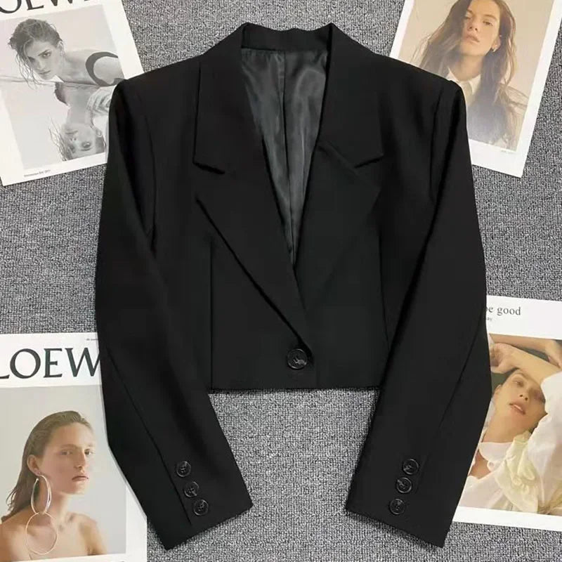 Blazer Corto Mujer de Solapa con Cierre de un Botón
