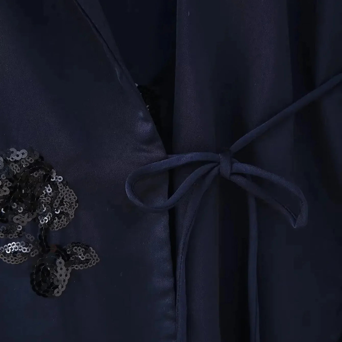 Women's Navy Blue Sequin Blazer and Pants Suit Set