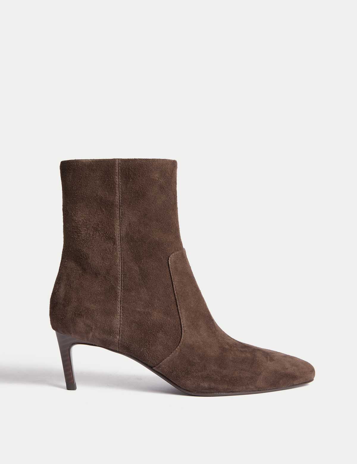 Women's Brown Suede Ankle Boots - Kitten Heel, Pointed Toe