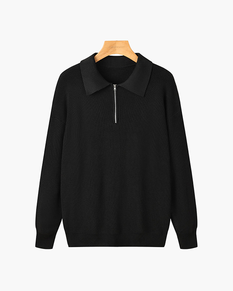 Jersey Cremallera Hombre de Punto Acanalado