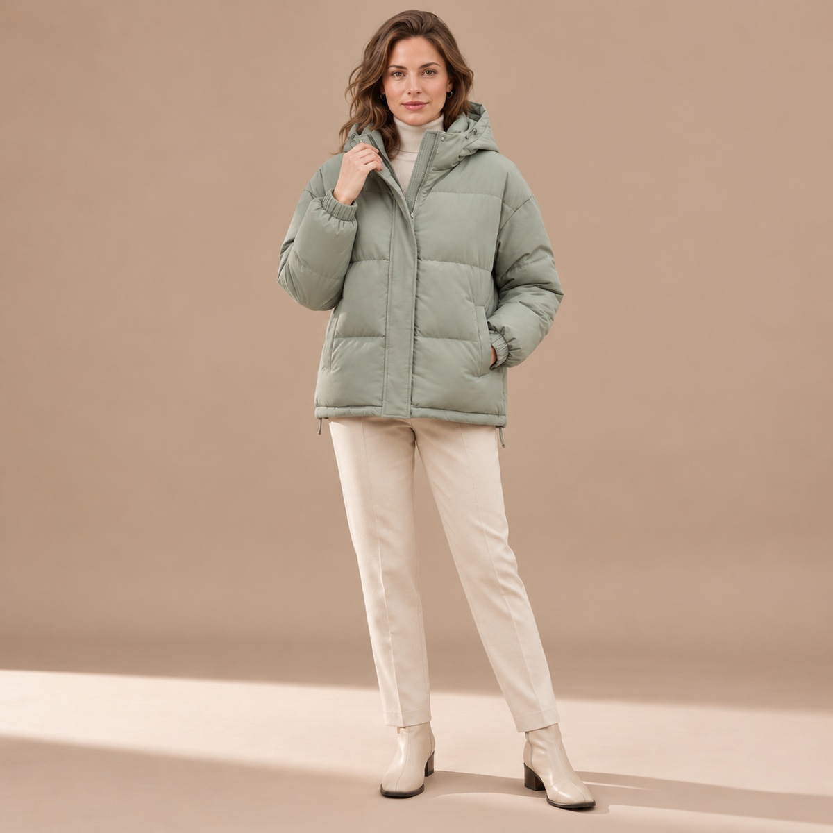 Women's Oversized Hooded Puffer Jacket - Loose Fit Quilted Coat