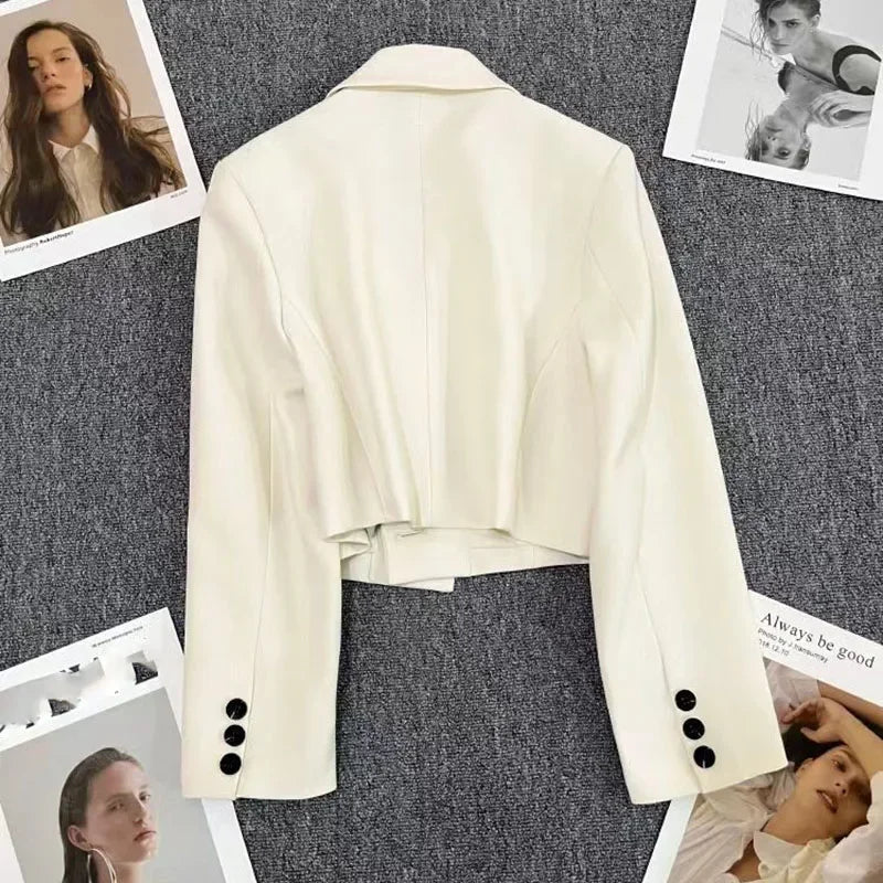 Blazer Corto Mujer de Solapa con Cierre de un Botón