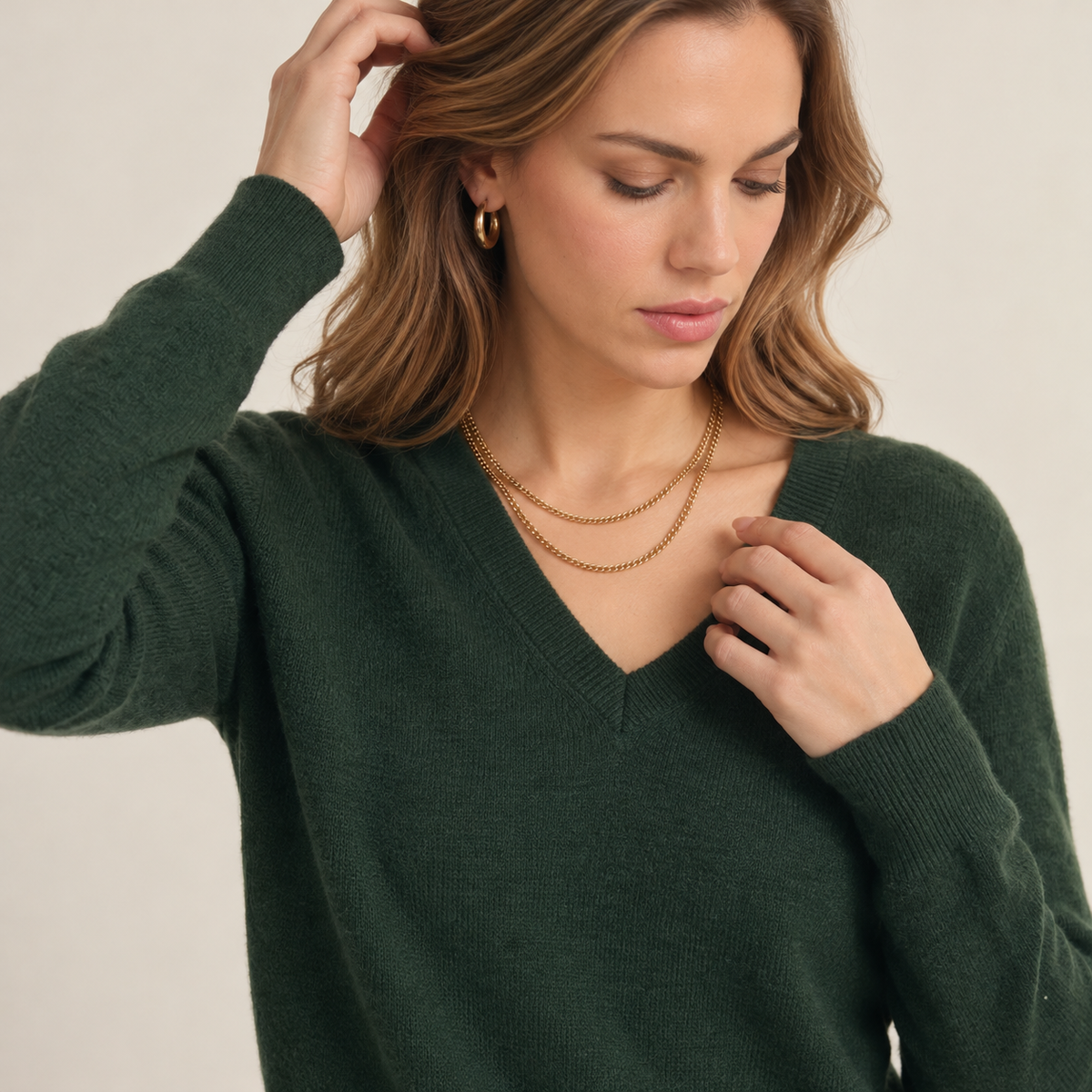 Jersey de Cashmere Mujer con Cuello Pico
