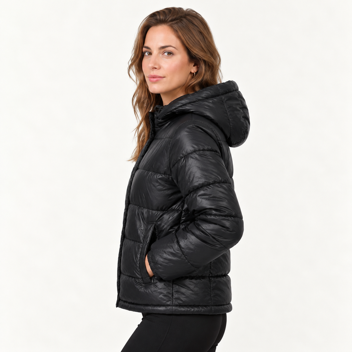 Chaqueta Acolchada Mujer con Capucha y Bolsillos