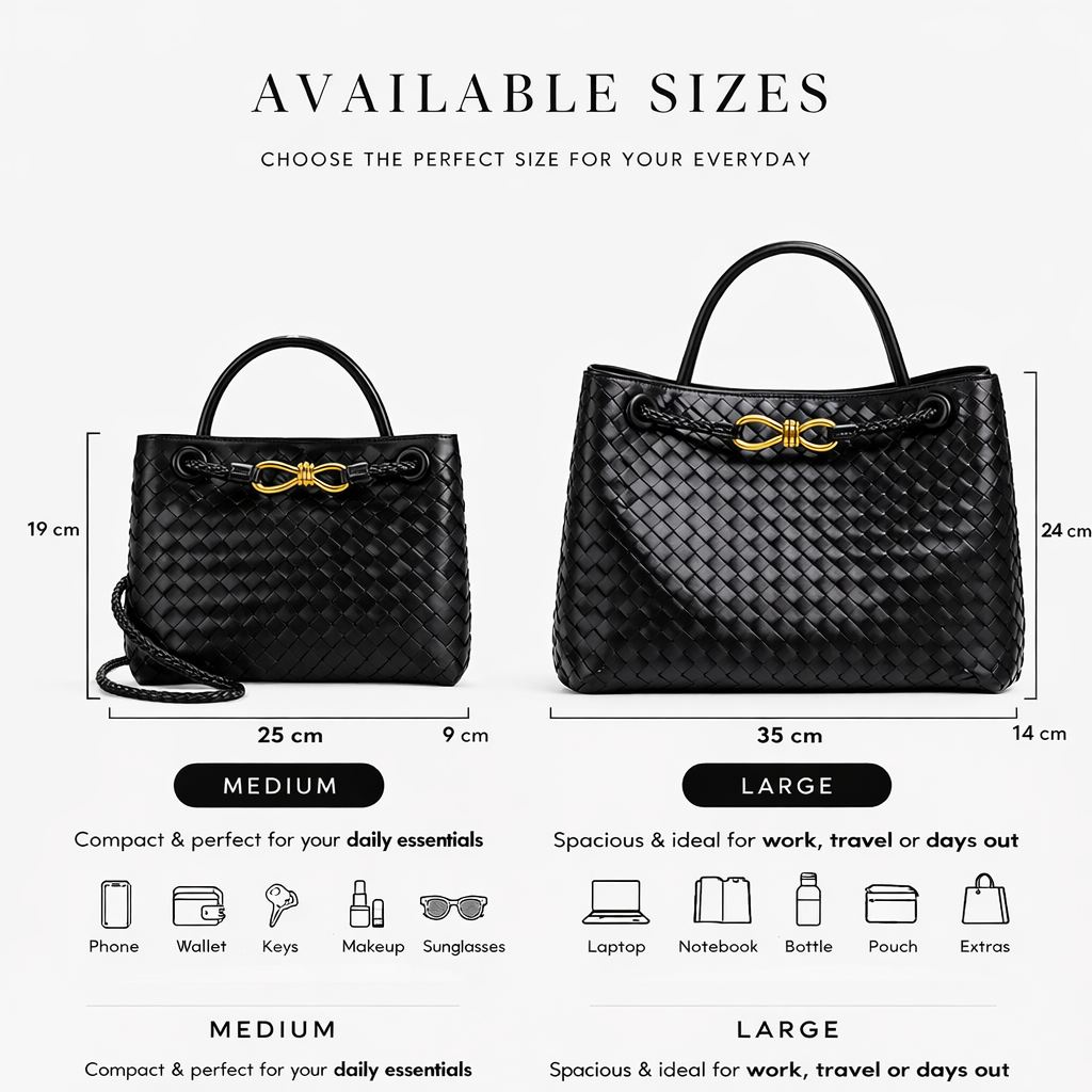 Women's Woven Vegan Leather Tote Bag - Everyday Shoulder Bag