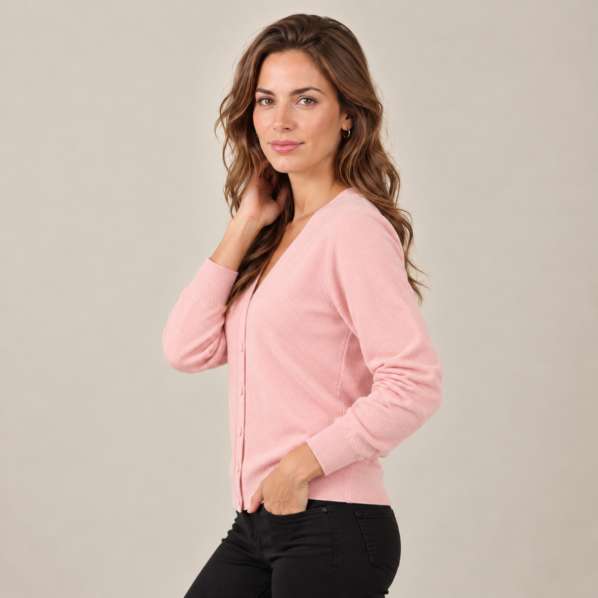 Women's Pure Wool V-Neck Cardigan Sweater