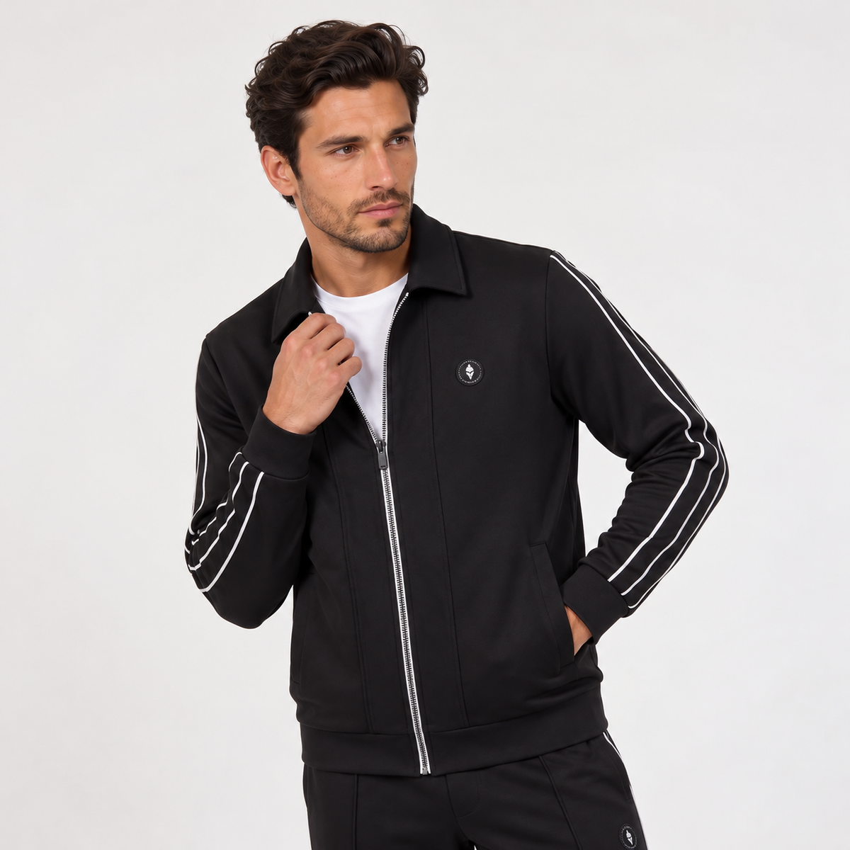 Men's Full-Zip Tracksuit Set - Jacket and Jogger Pants