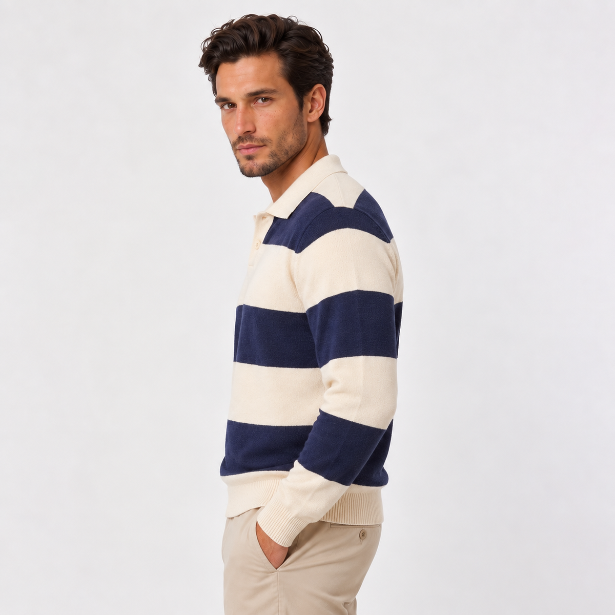 Jersey Polo Hombre Punto Rayas Clásico