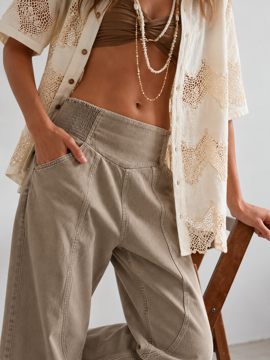Pantalón Mujer Ancho Estilo Harén