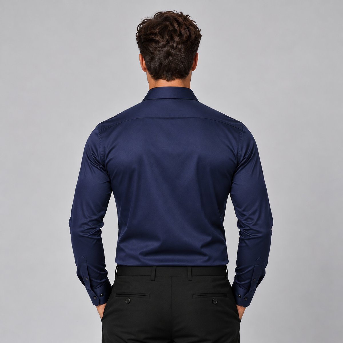 Camisa Hombre Slim Fit Elástica Acabado Satinado