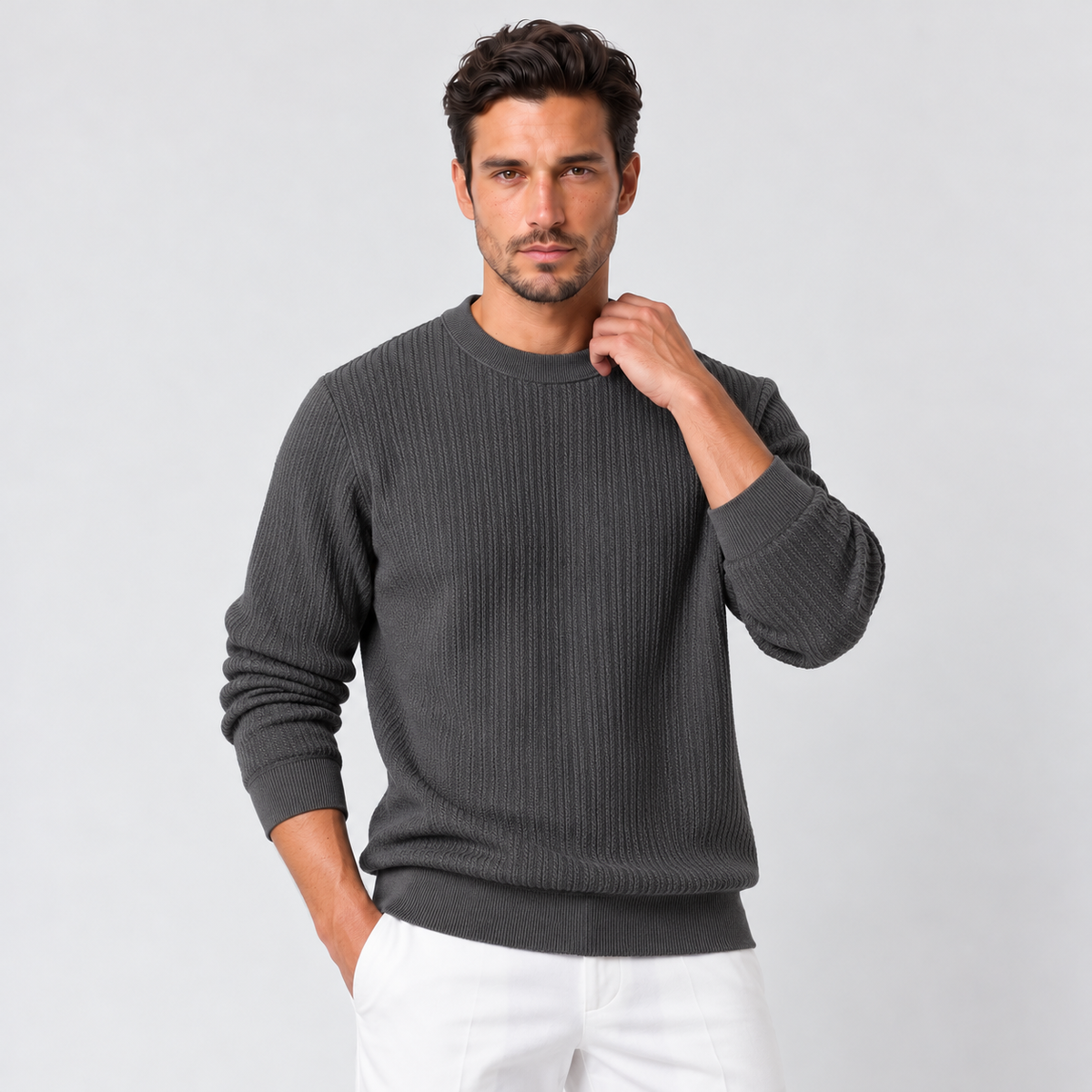 Men's Plush-Lined Winter Sweater - Warm Fleece-Lined Pullover