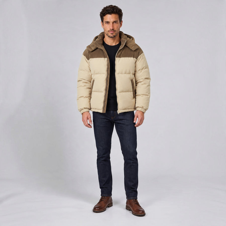 Men's Nordic Style Hooded Puffer Jacket with Pockets