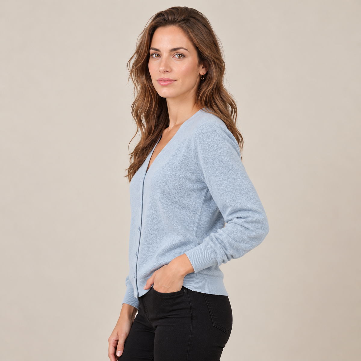 Women's Pure Wool V-Neck Cardigan Sweater