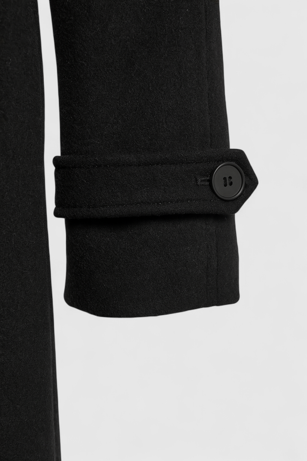 Women's Black Long Wool Blend Coat - Belted Wrap Style