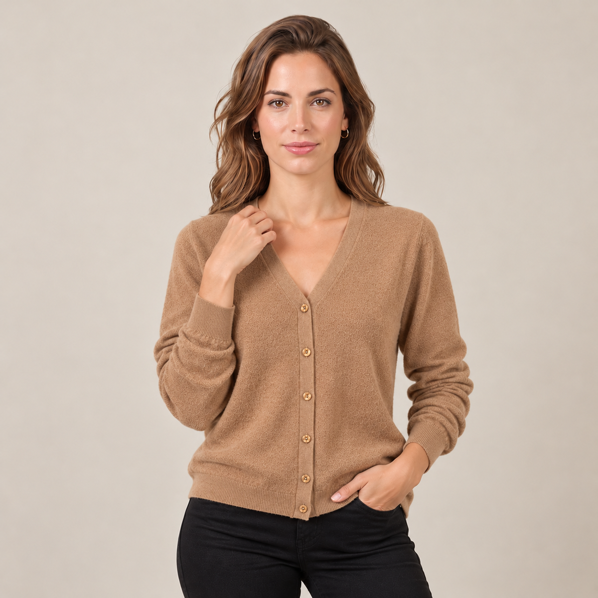 Women's Pure Wool V-Neck Cardigan Sweater