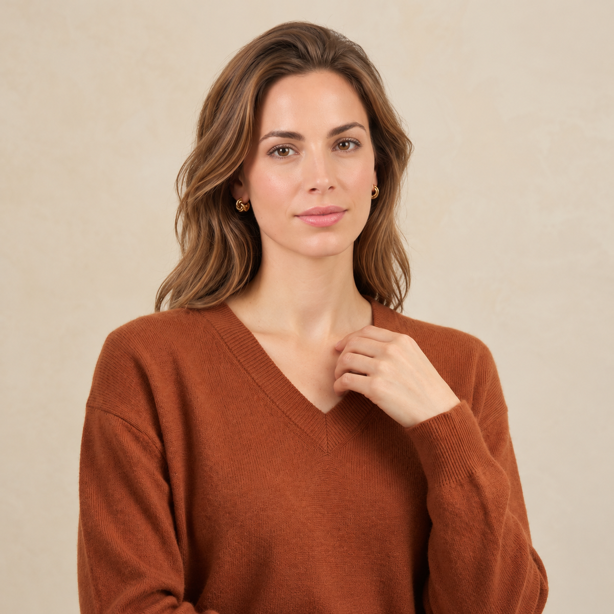 Jersey de Cashmere Mujer con Cuello Pico