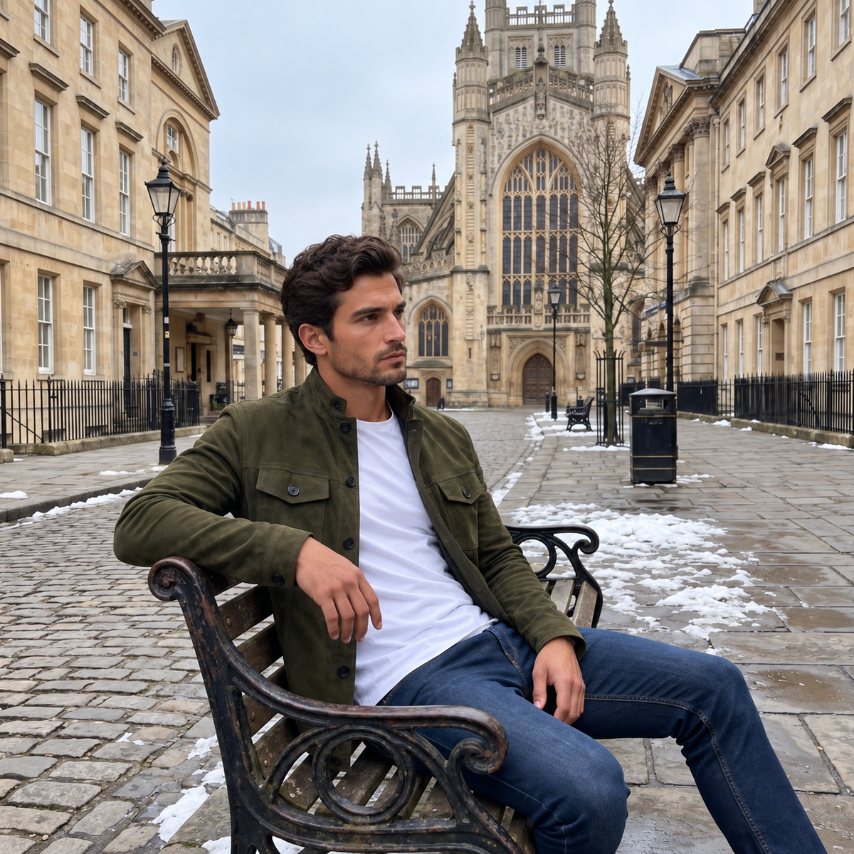 Men's Faux Suede Button-Up Trucker Jacket