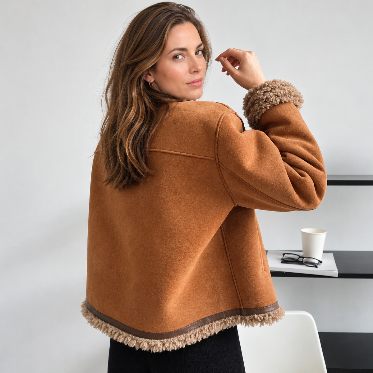 Women's Brown Fitted Classic Jacket - Tailored Button Front