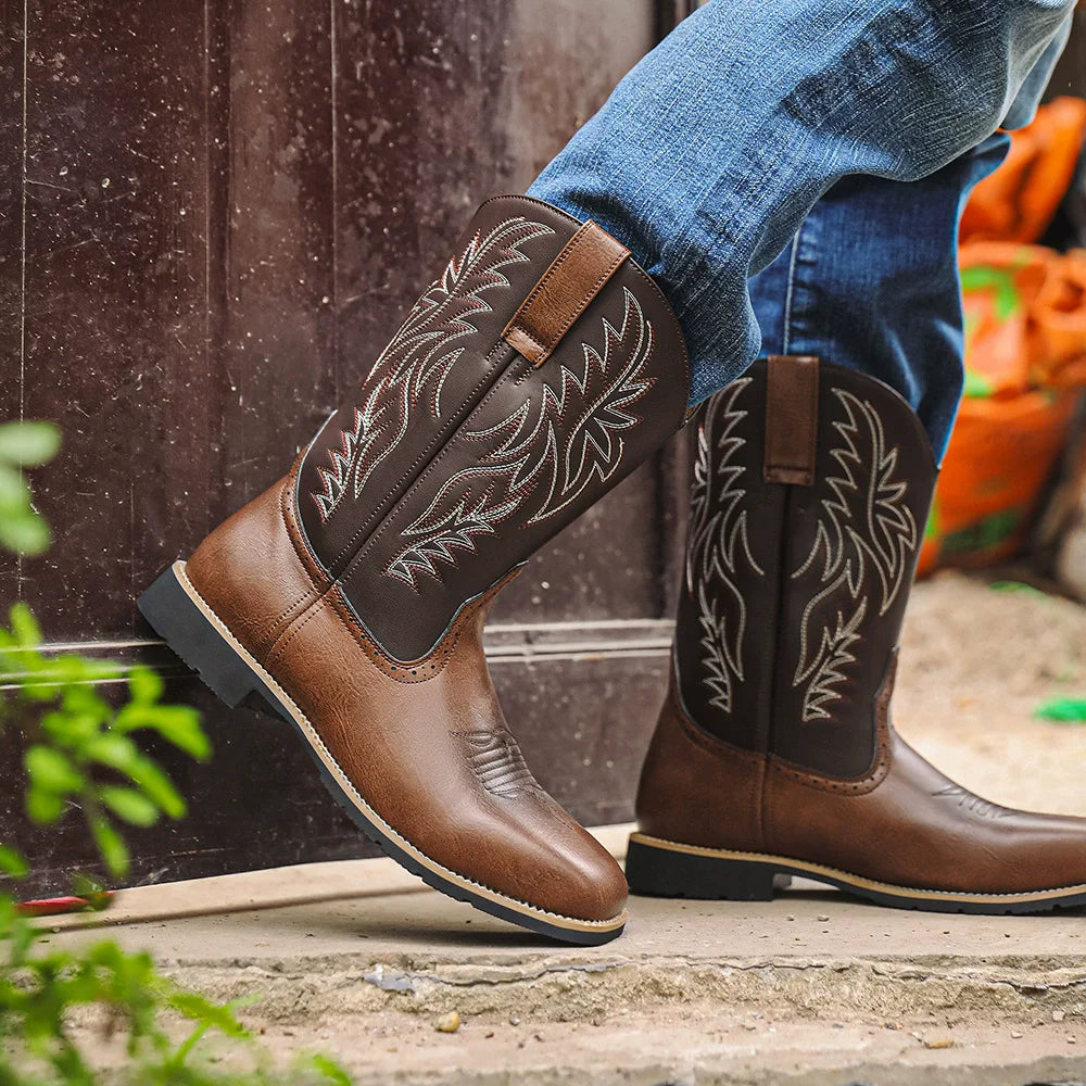 Botas vaqueras para hombre con caña bordada