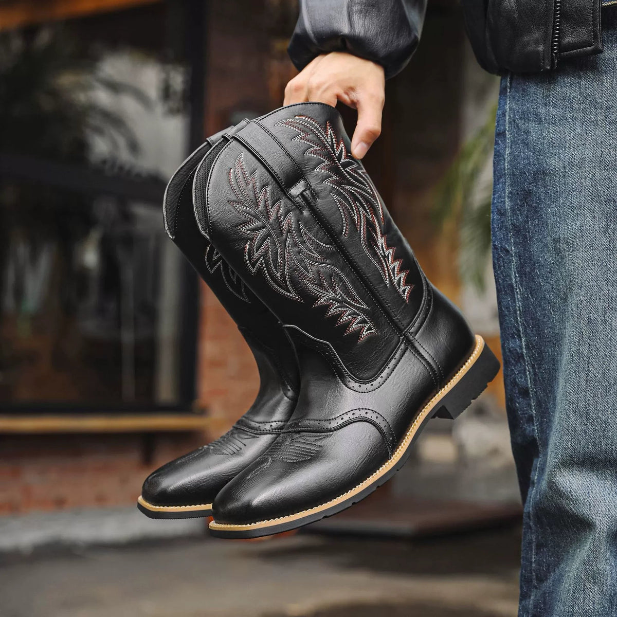 Botas vaqueras para hombre con caña bordada
