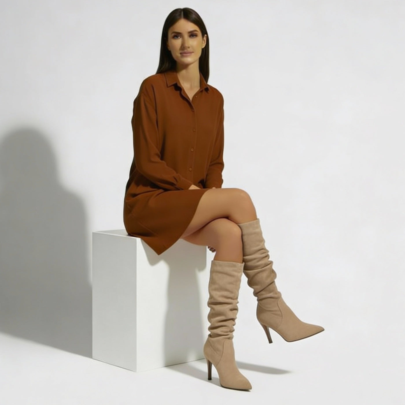 Botas de Tacón de Aguja para Mujer - Ante Elegante