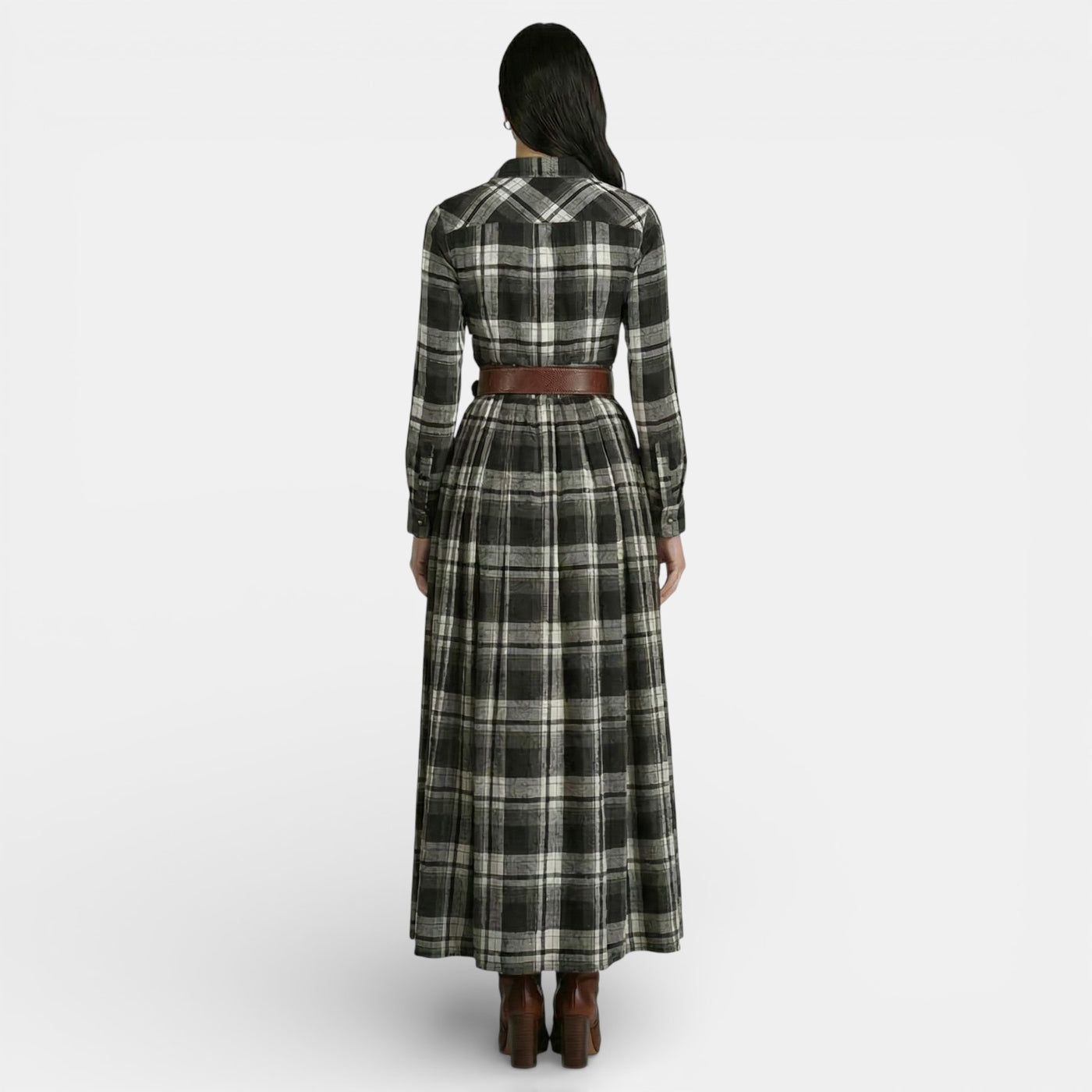 Women's Retro Dress - Long Sleeve and Belt