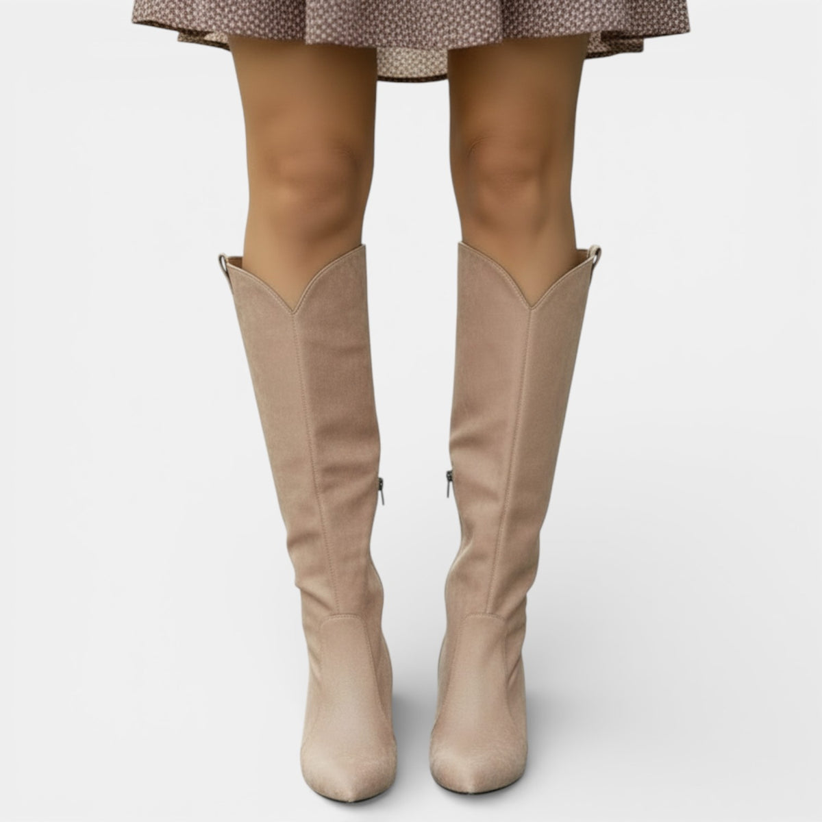 Women's Mid-Calf Boots - High Heel, Side Zip
