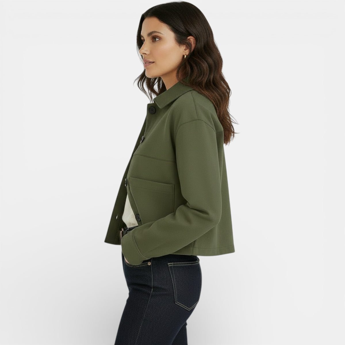Women's Faux Suede Cropped Jacket - Short Casual Jacket