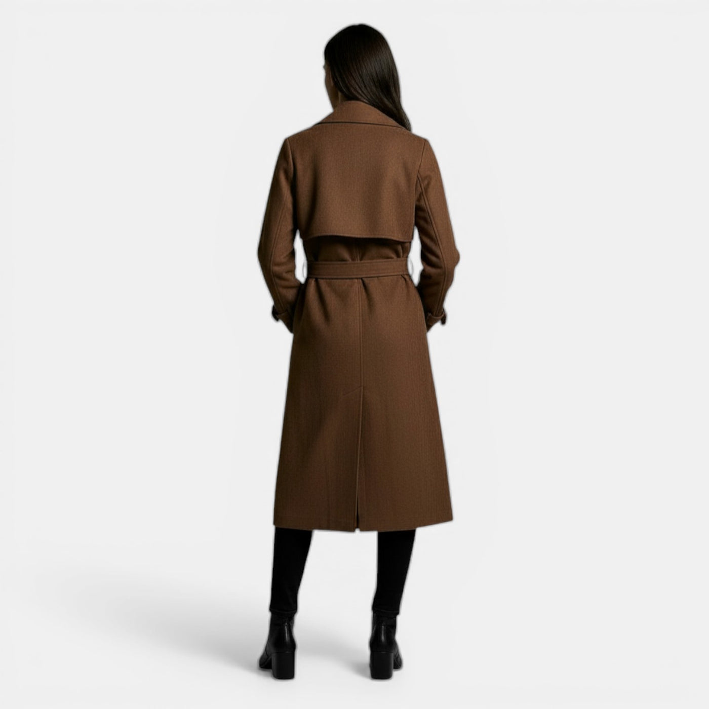 Women's Classic Double-Breasted Long Trench Coat