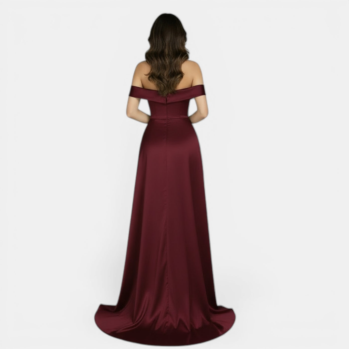 Off-Shoulder Party Dress with High Slit