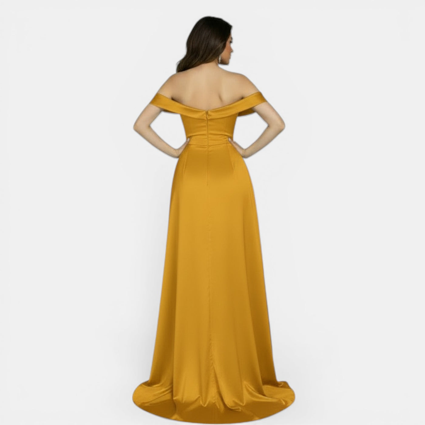 Off-Shoulder Party Dress with High Slit