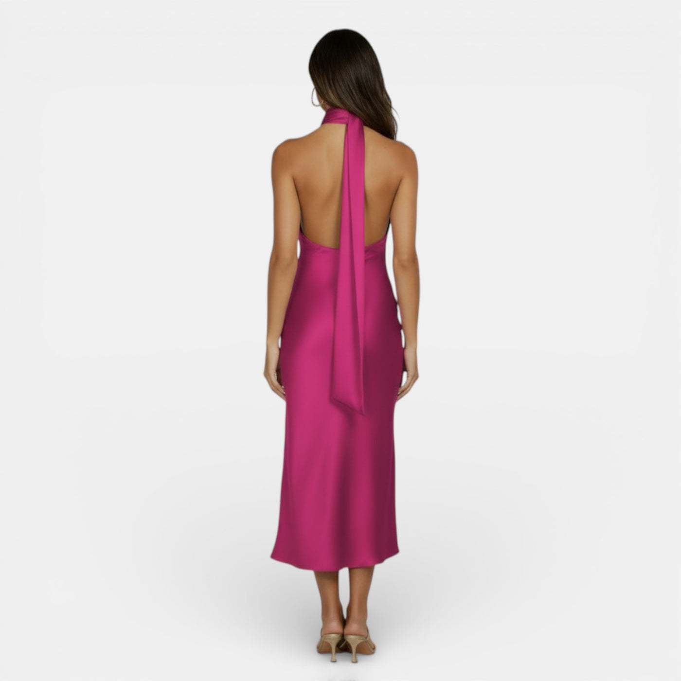 Vestido Satén Elegante Mujer