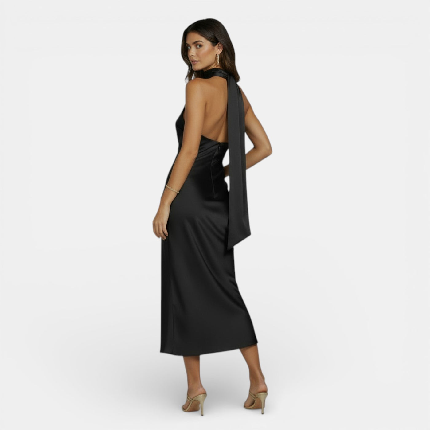 Vestido Satén Elegante Mujer