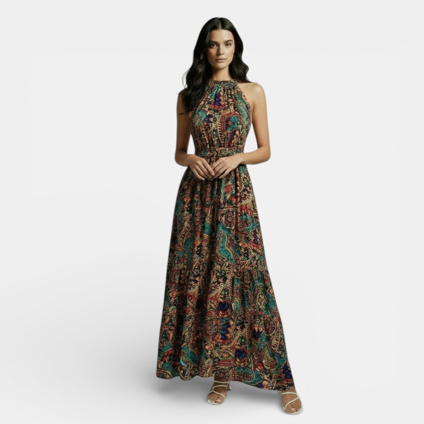 Long Boho High-Waisted Dress
