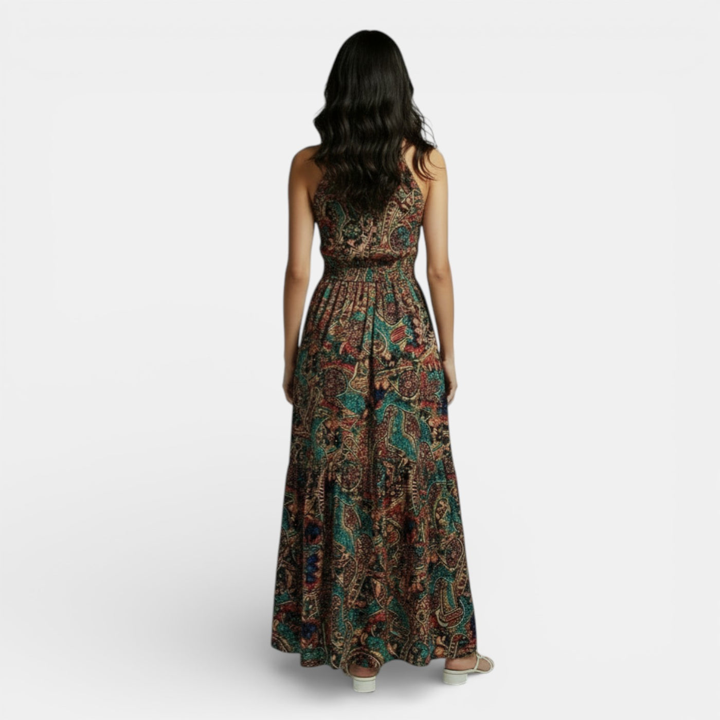 Long Boho High-Waisted Dress