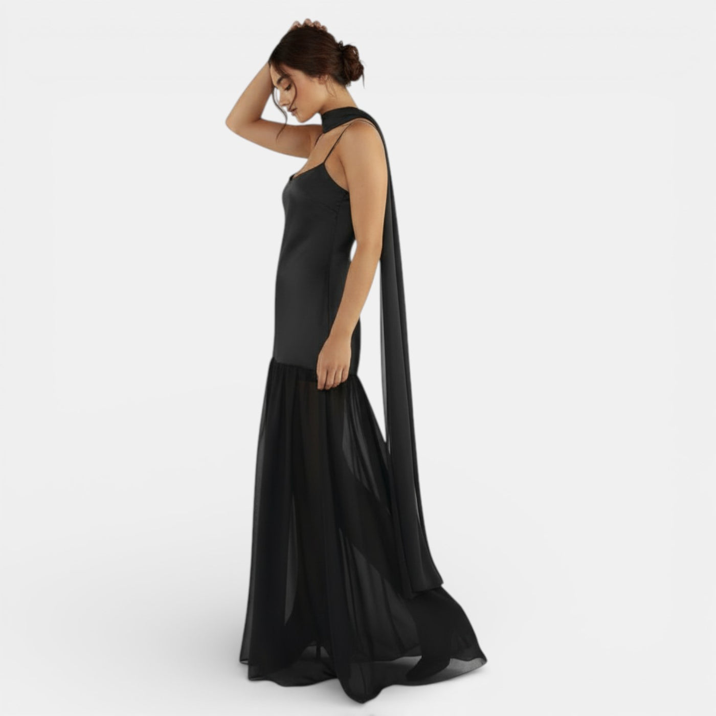Women's Satin and Chiffon Strappy Dress