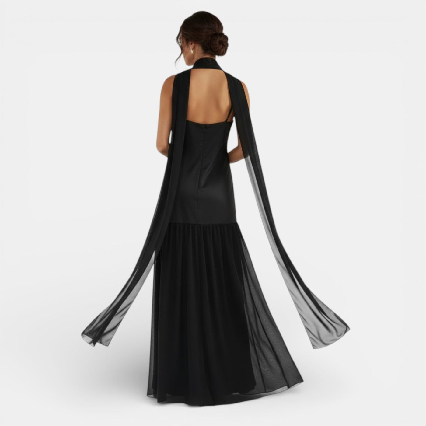 Women's Satin and Chiffon Strappy Dress